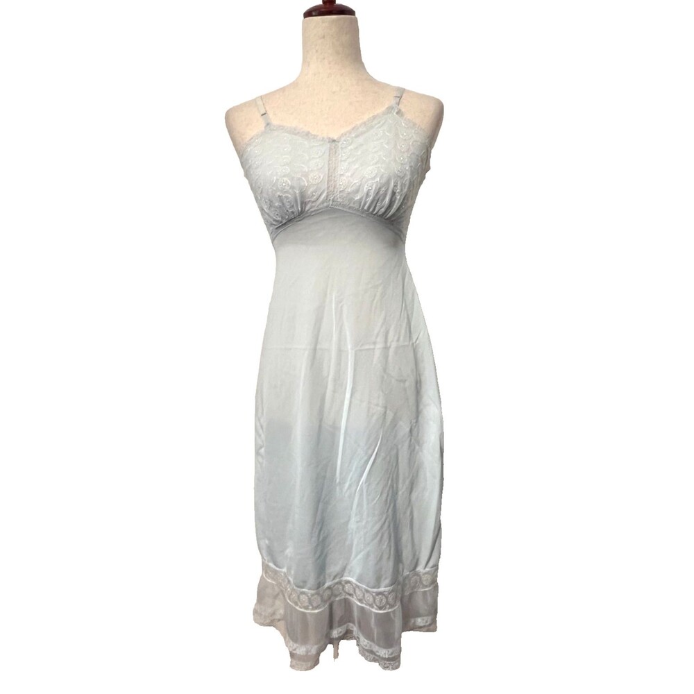 Vintage Charmode Sears Nylon Lace Nightgown Lingerie Women's XS Baby Blue USA